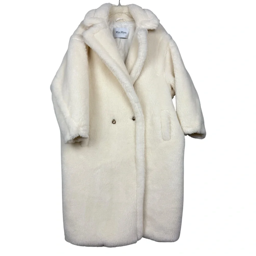 MaxMara TedGirl Alpaca Wool Silk Blend Teddy Icon Double Breasted Coat - Picture 5 of 15